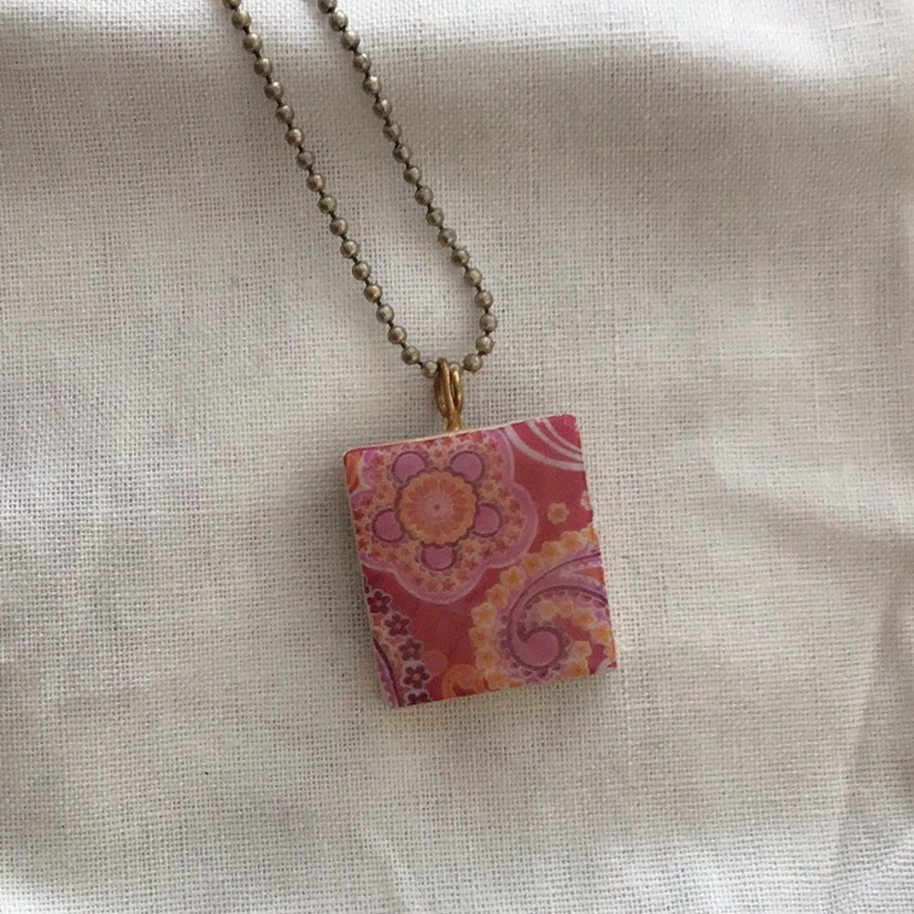 Scrabble tile necklace